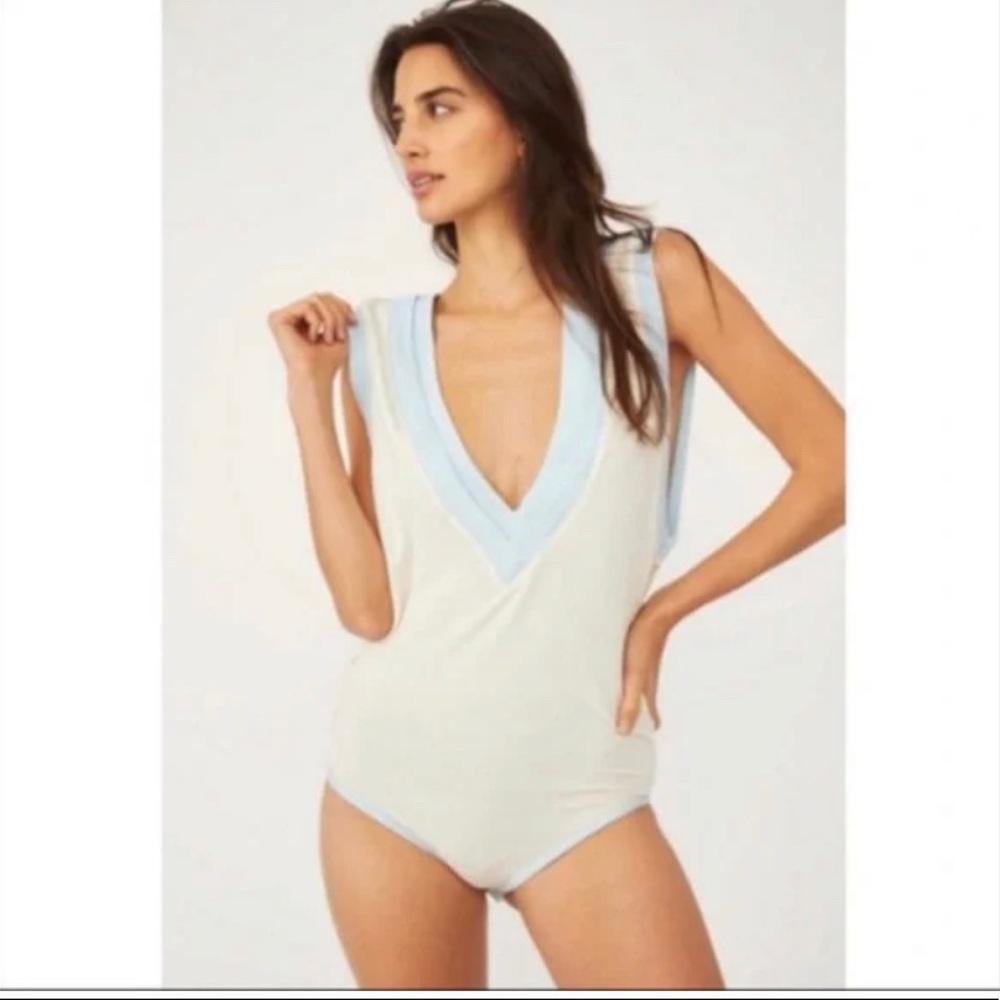 Free People Cozy Cool Girl Tank Bodysuit in Ivory